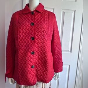 Novelti Red Collared Women’s Qiulted Red Jacket Size XL Lightweight Coat